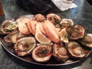 Grilled oysters on the halfshell