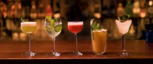 Colorful cocktails on a bar in New Orleans